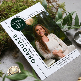 Graduación fotográfica guión moderno blanco verde