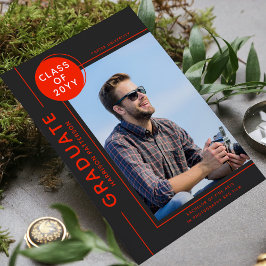 Graduación fotográfica guión moderno gris rojo