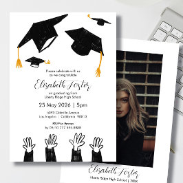Graduación fotográfica ilustrada a mano Invitación