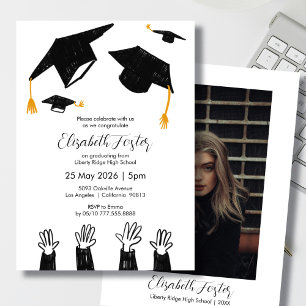 Graduación fotográfica ilustrada a mano Invitación