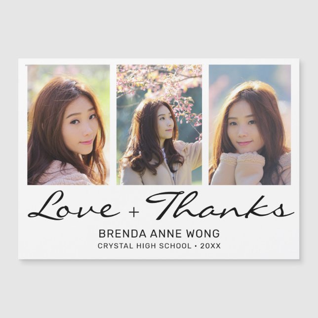 Graduación Gracias 3 Collage de fotos Black Script (Anverso)