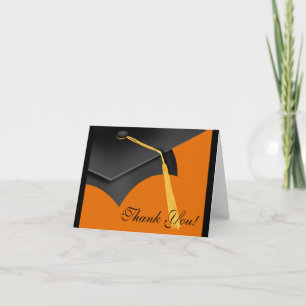 Graduación Gracias Nota Tarjeta Naranja Negro Cap