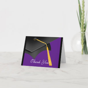 Graduación Gracias Nota Tarjeta Púrpura Negro