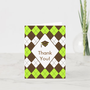 Graduación Gracias Nota Tarjeta Verde Marrón Argyl