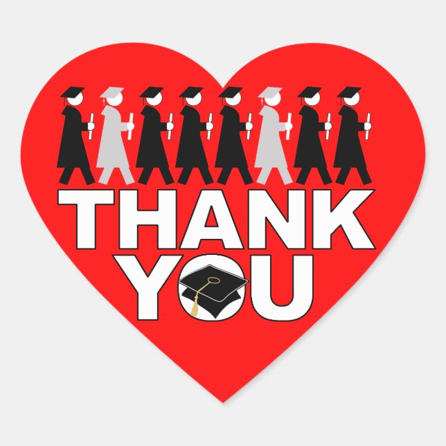 Graduación Gracias Pegatina Corazón Procesal (Anverso)