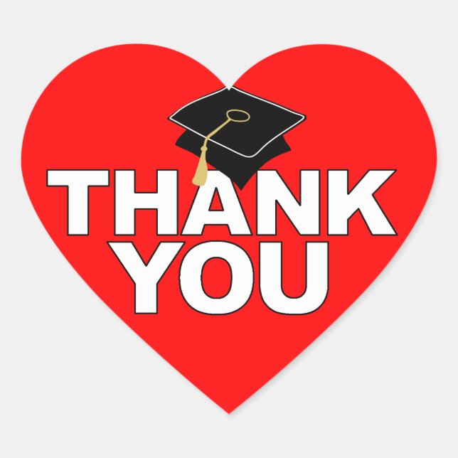 Graduación Gracias Pegatina de corazón (Anverso)