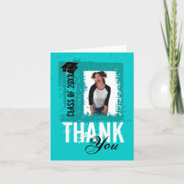 Graduación Gracias Tarjeta Añadir Foto Verde azula