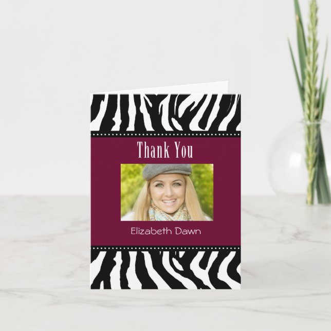 Graduación Gracias Tarjeta De Foto De Zebra (Anverso)