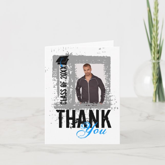 Graduación Gracias Tarjeta en Blanco Añadir Foto (Anverso)