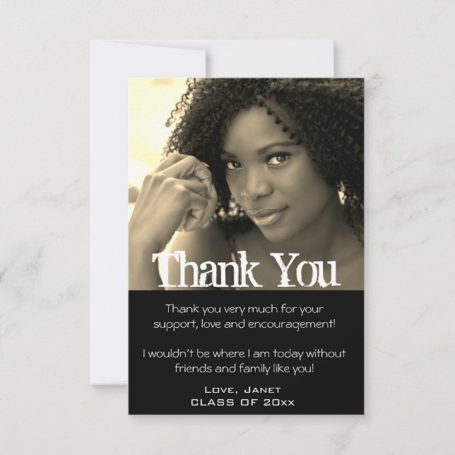 Graduación Gracias Tarjeta Fotográfica Grad (Anverso)