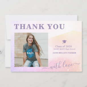 Graduación gracias tarjeta postal de foto rosa chi