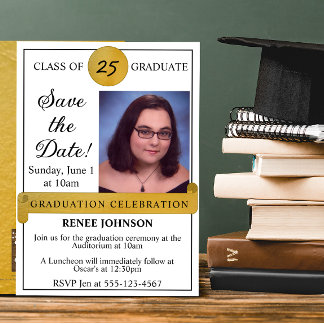 Graduación Guardar la invitación de foto de fecha