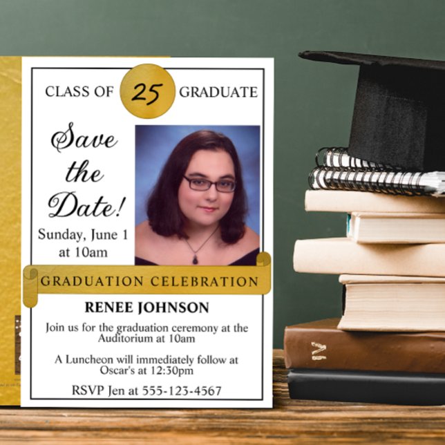 Graduación Guardar la invitación de foto de fecha (Subido por el creador)