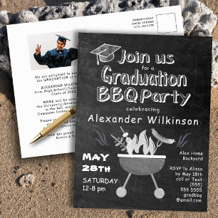 Graduación Invitación a la foto del Fiesta BBQ Cha