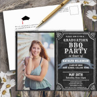 Graduación Invitación a la foto del Fiesta BBQ Cha