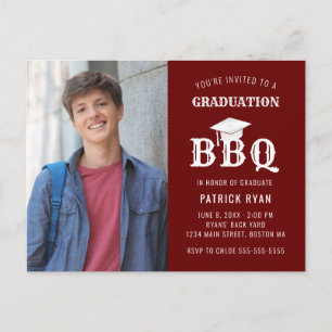 Graduación Invitación a la fotografía roja Fiesta