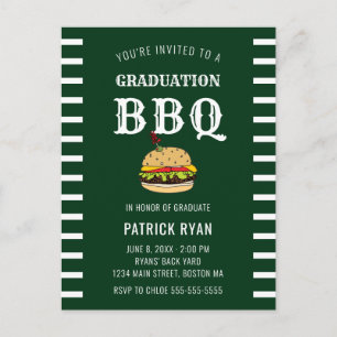 Graduación Invitación a la franja blanca verde Fie