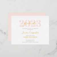 Graduación Invitación a Rubor rosa y Relieve metal