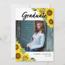 Graduación Invitación de foto guión de girasol