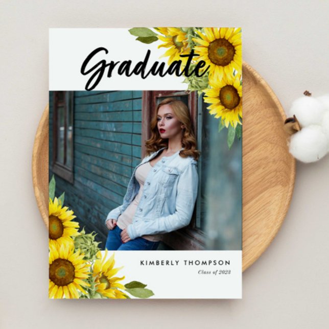 Graduación Invitación de foto guión de girasol (Subido por el creador)