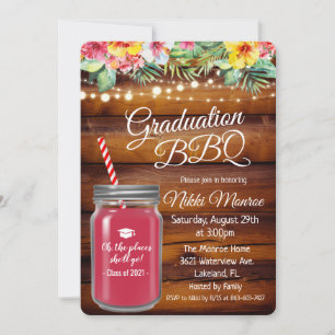 Graduación Invitación de Jar BBQ Mason Backyard