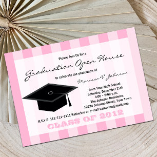 Graduación Invitación de la casa abierta franjas r