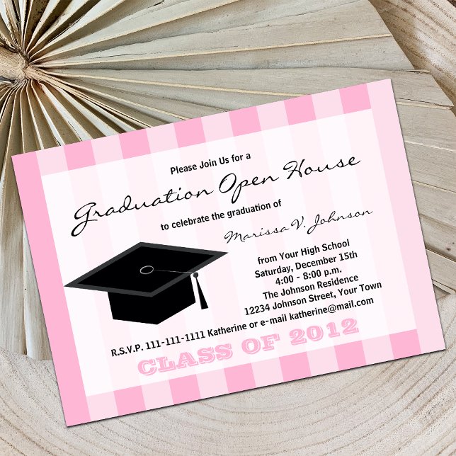 Graduación Invitación de la casa abierta franjas r (Subido por el creador)