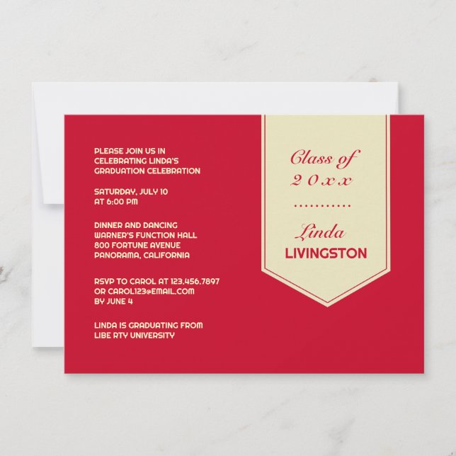 Graduación Invitación plana rota (Anverso)