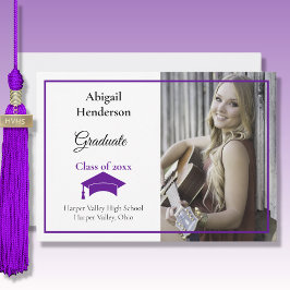 Graduación Invitación Púrpura y foto