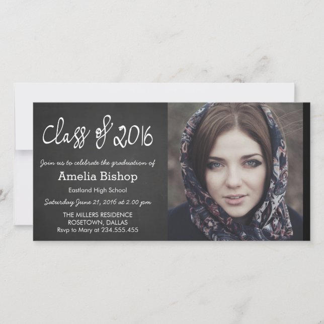 Graduación manuscrita De Clase Chalkboard De 2016 (Anverso)