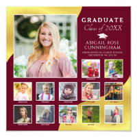 Graduación Maroon K-12 Collage de fotos Oro metáli