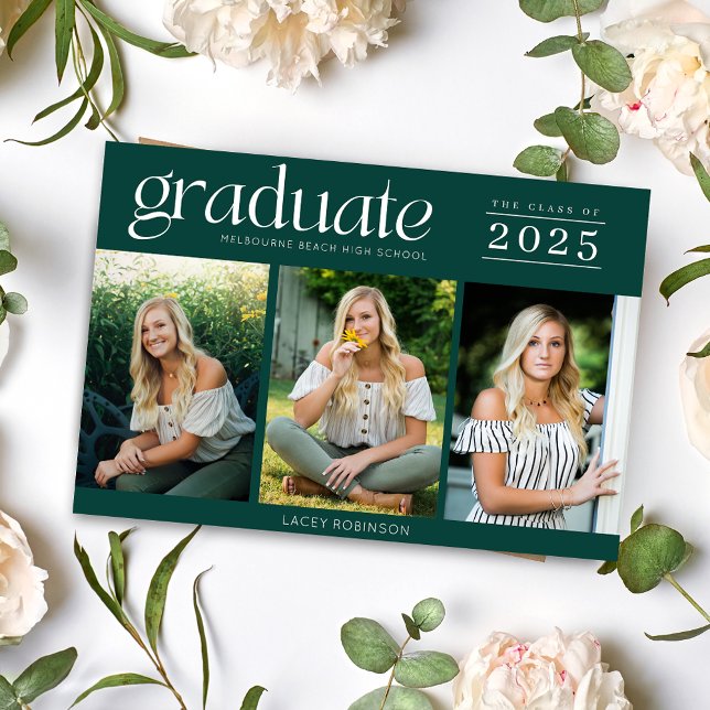 Graduación moderna de la escuela secundaria verde  (Modern Photo Green High School Graduation)