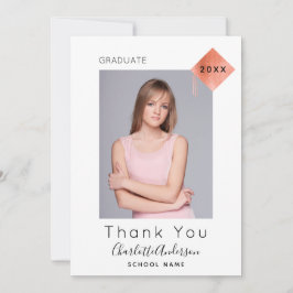 Graduación moderna foto rosa oro tarjeta de agrade