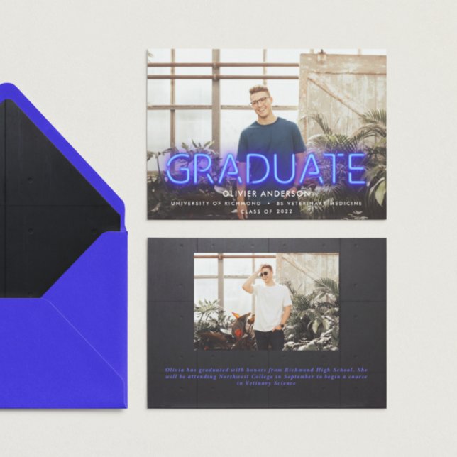 Graduación neón azul contemporáneo moderno dos fot (Subido por el creador)