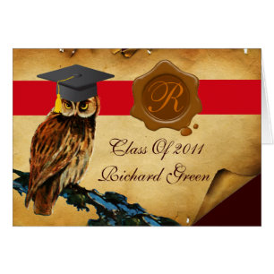 GRADUACIÓN OWL PARCHMENT BROWN WAX SEAL MONOGRAM