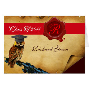 GRADUACIÓN OWL PARCHMENT RED WAX SEAL MONOGRAM