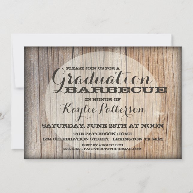 Graduación País Madera BBQ Grad Party Invitación (Anverso)