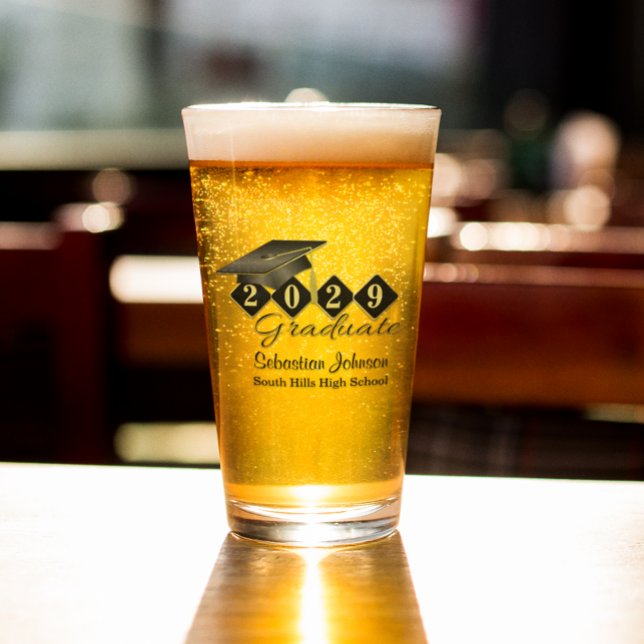 Graduación personalizada Black & Gold 20XX (Personalized Graduation Black & Gold Glass)