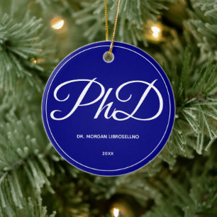 Graduación PhD Nombre azul Año Ornamento cerámi