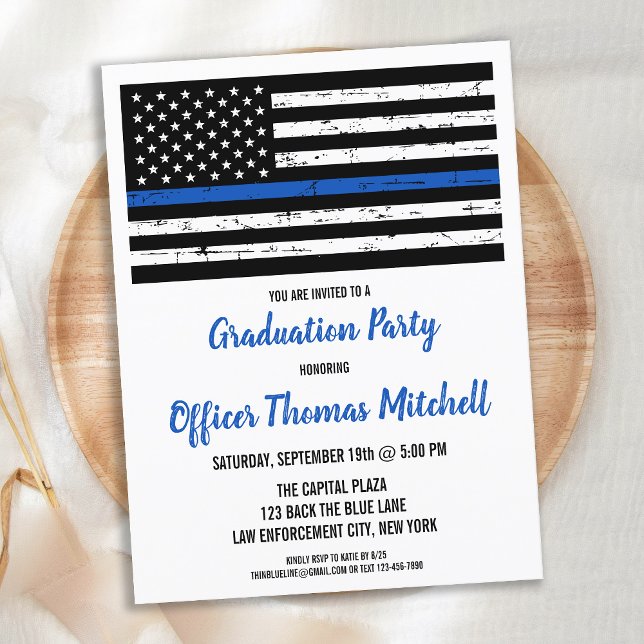 Graduación policial moderna Invitación delgada de  (Subido por el creador)