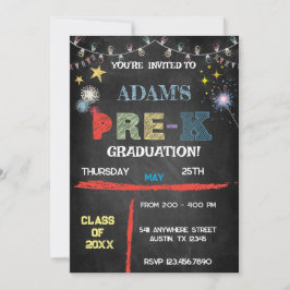 Graduación pre k -Chalkboard- Invitación