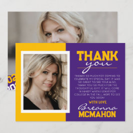 Graduación Purple & Gold 2 Tarjeta de agradecimien