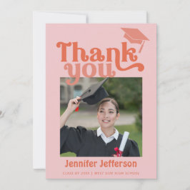 Graduación retro Gracias tarjeta de foto