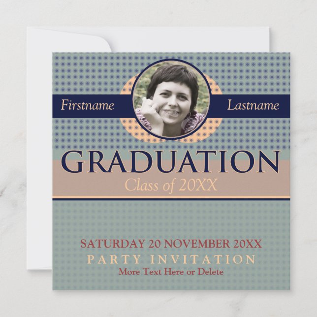 Graduación retro moderna con invitación fotográfic (Anverso)