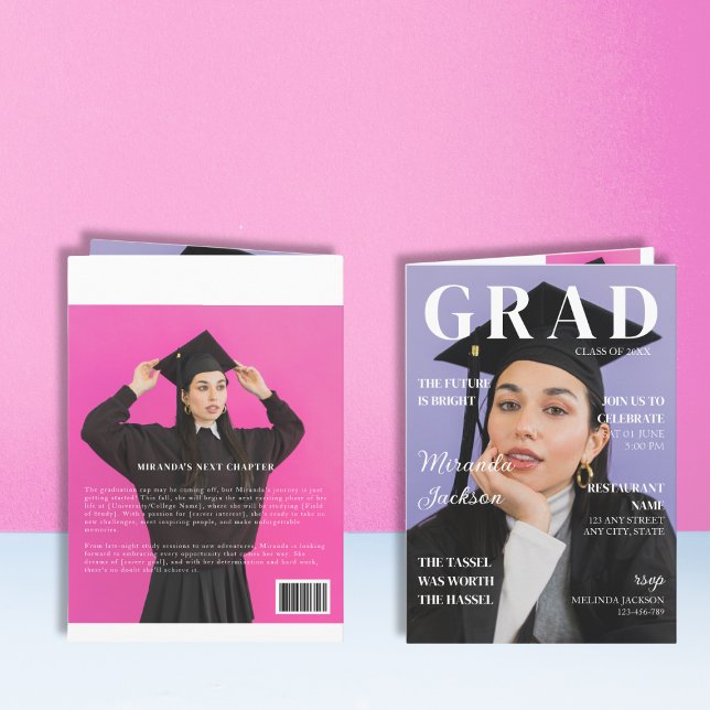 Graduación Revista Invitación Diversión Folleto mo (Graduation Magazine Invitation Fun Modern Booklet)