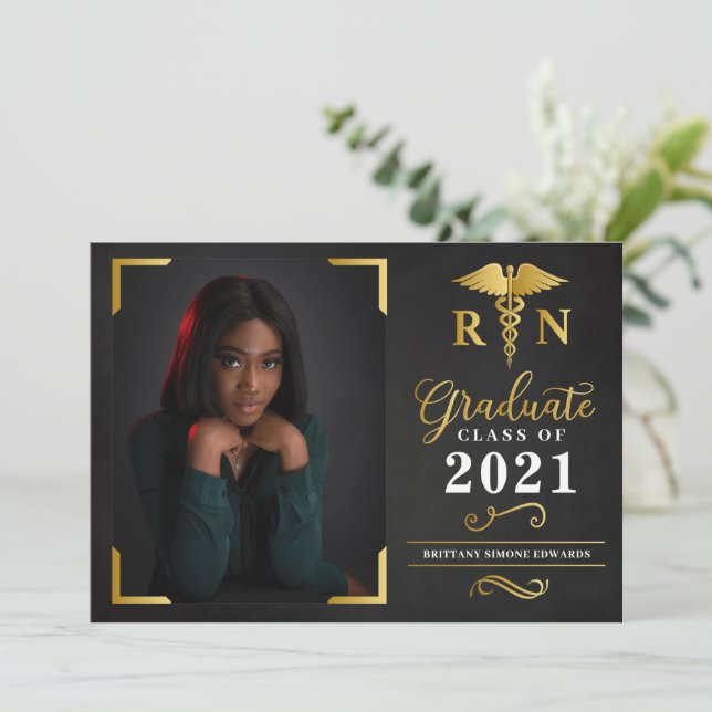 Graduación RN Invitación - Invitación a tarjeta fo (Anverso de pie)