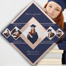 Graduación Rosa Azul Multifoto Personalizada Moder