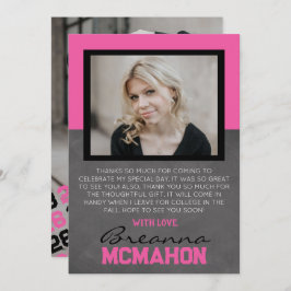 Graduación rosa caliente y negro 2 tarjeta de agra