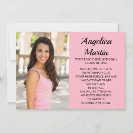 Graduación rosa de 2 lados 3 Invitación de foto