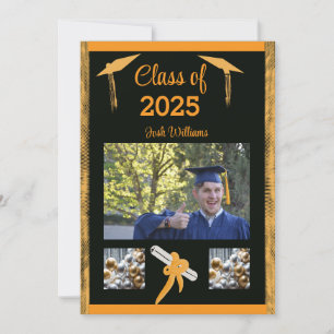 Graduación Tarjeta de Invitación plana con borde d